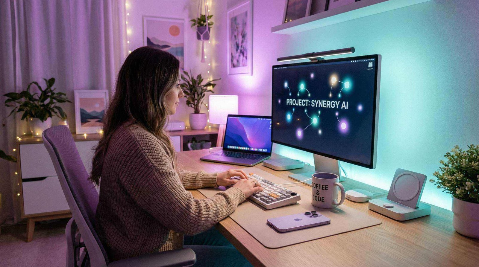 Best AI tools to make money online laptop workspace aesthetic